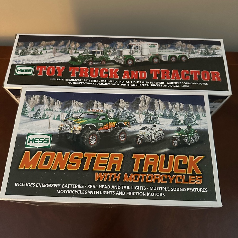 Hess Monster Truck and Motorcycles - Green and White